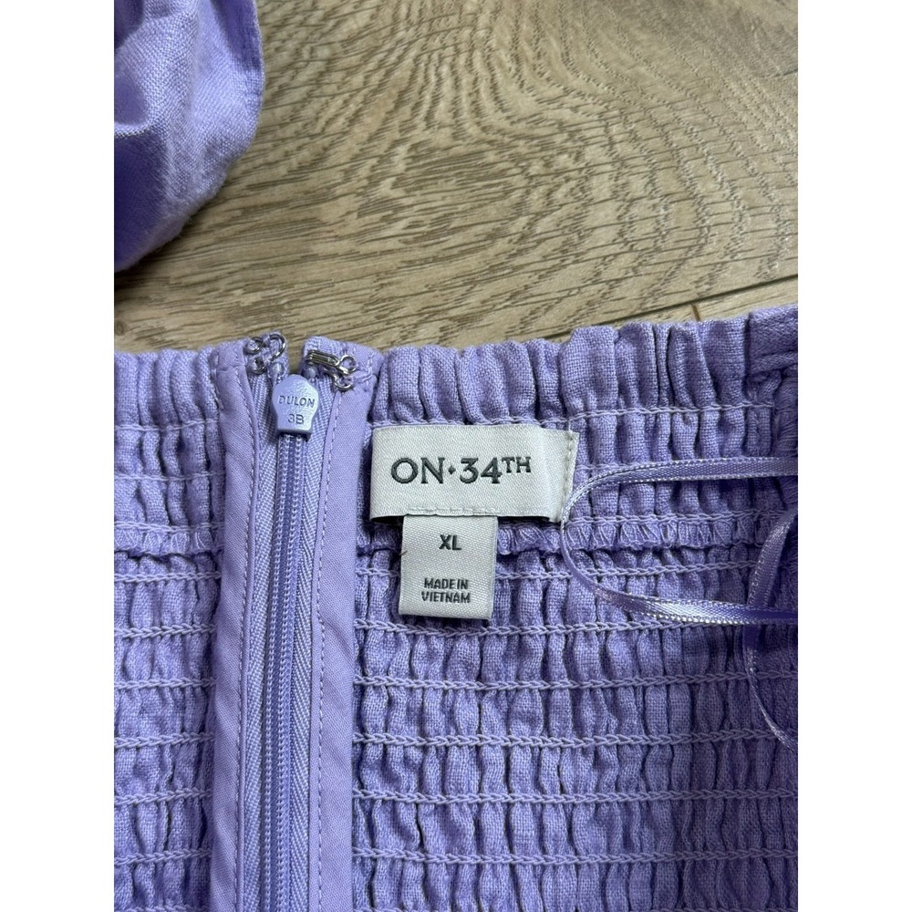 NWT Womens ON 34TH purple linen blend sleeveless jumpsuit ruffle summer size XL - Picture 3 of 16